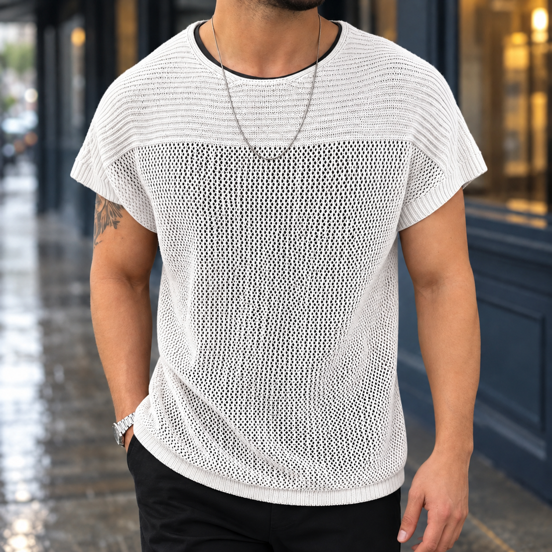 Fraser Open-Knit Top - White