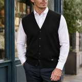 Giles Fine Knit Vest - Black
