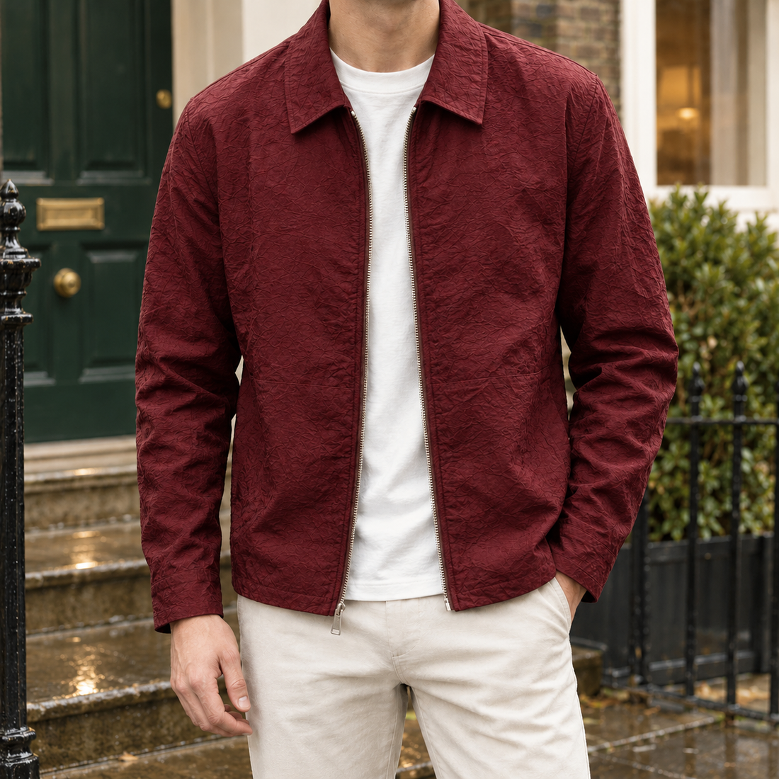 Ennis-West Textured Jacket - Red