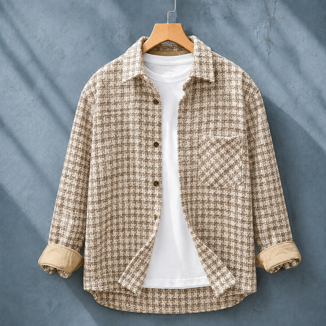 Hadrian-Wade Check Shirt - Beige