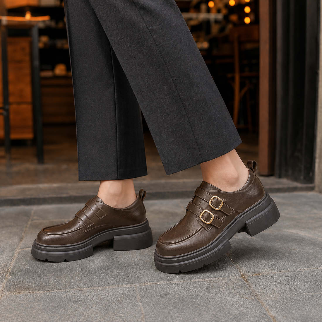 Marzano Monk Strap Shoes - Light Brown