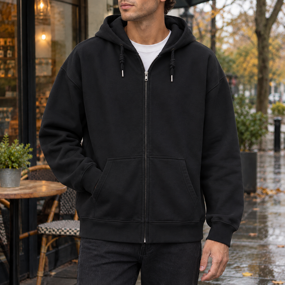Xavier-Tate Zip-Up Hoodie - Black