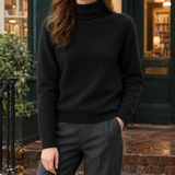Maya-Sage Cashmere Turtleneck - Black