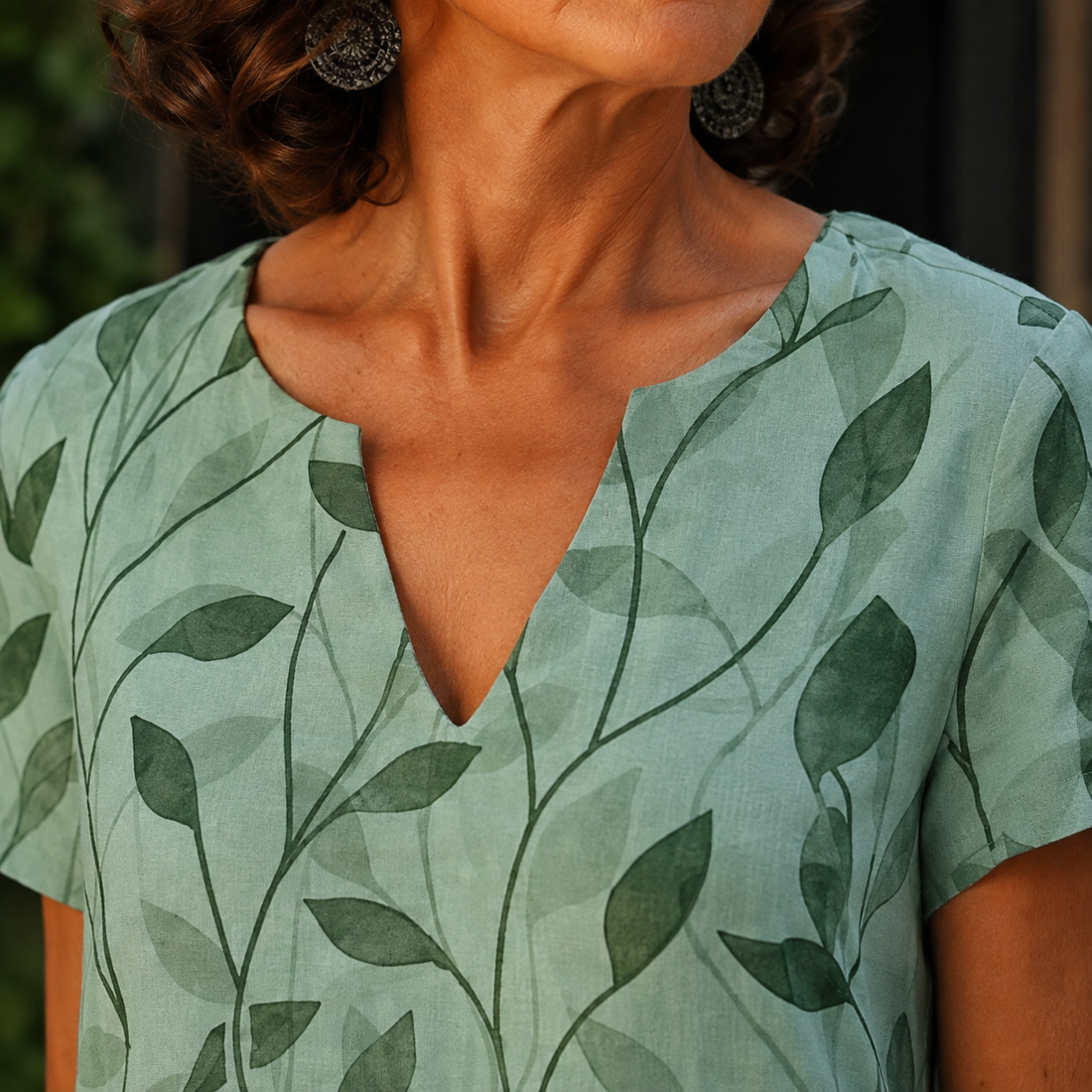 Matilda Leaf Print Dress - Lead Product Detail