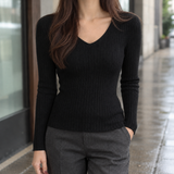 Laurel-Rose Ribbed Top - Black