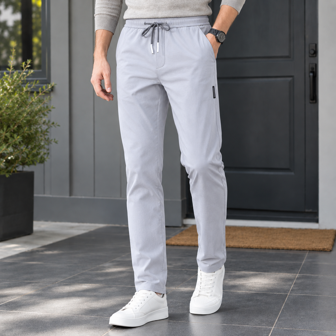 Benjamin-York Straight Pants - Light Gray