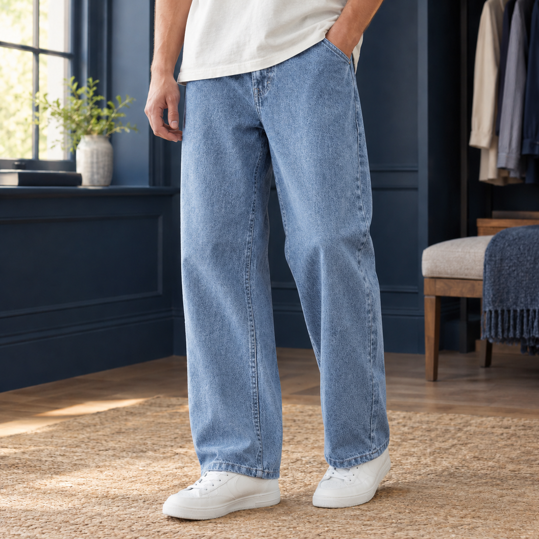 Anton-Lane Wide Leg Jeans - Medium Blue