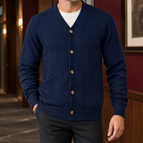 Montgomery-Tate Cable Knit Cardigan - Dark Blue