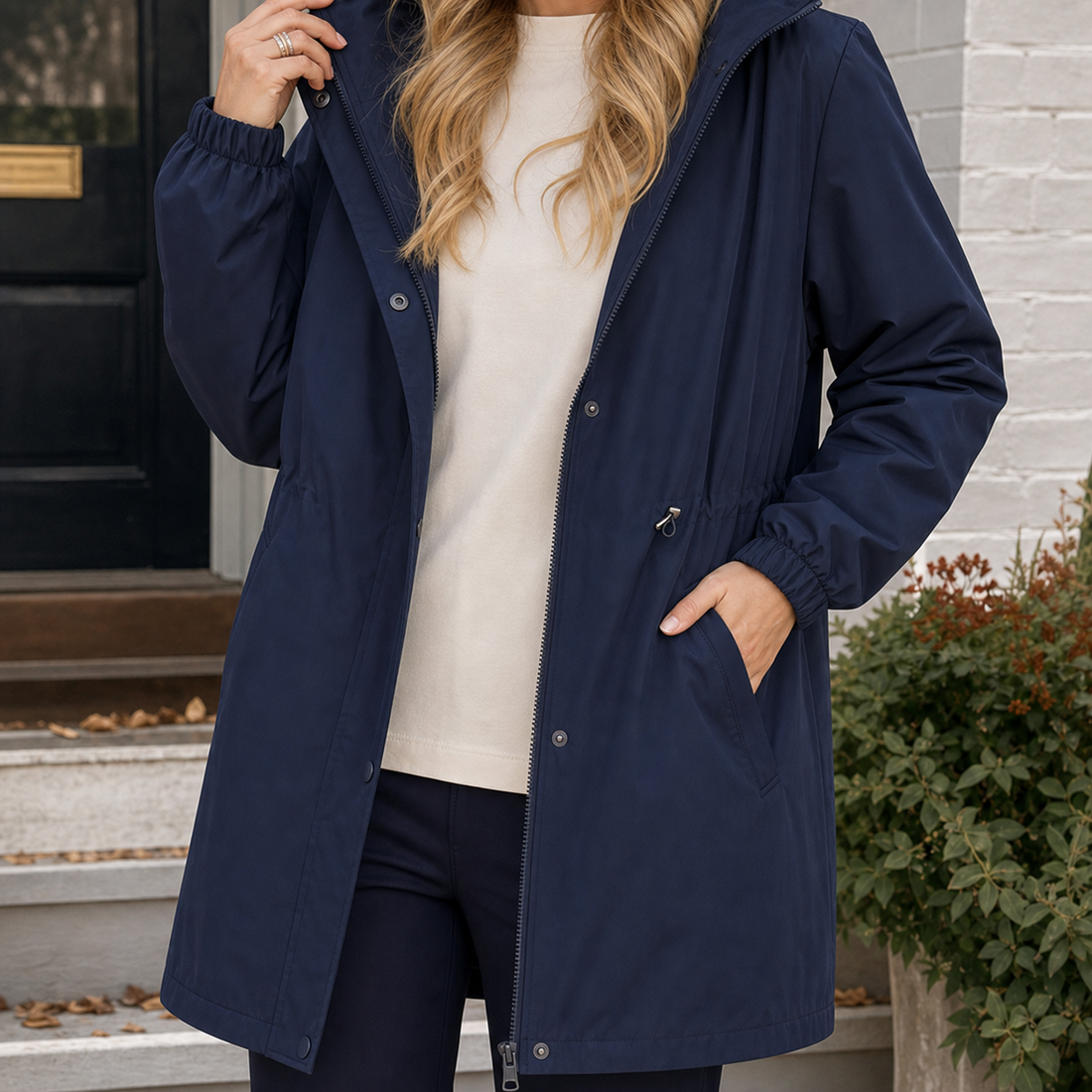 Ludovica Drawstring Jacket - Navy Blue