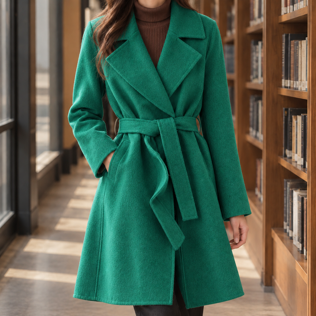 Sophie-Lane Belted Coat - Green