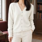 Thea V Neck Cardigan - White