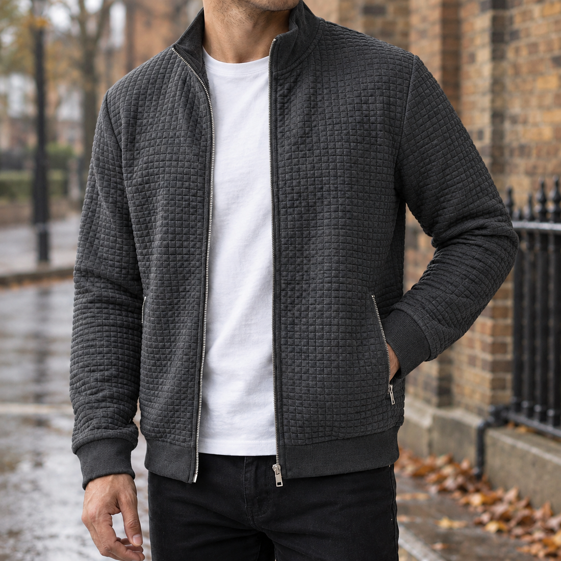 Horace-Reid Quilted Jacket - Dark Gray