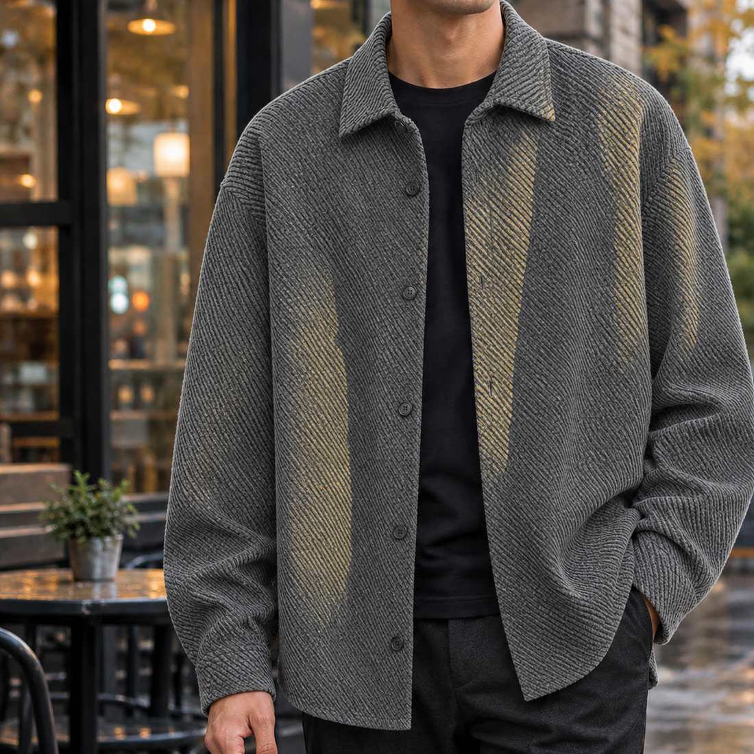 Evan-Cole Textured Jacket - Gray