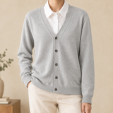 Dorian-Hayes V-Neck Cardigan - Light Gray