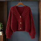 Morwenna-Skye Cable Cardigan - Red