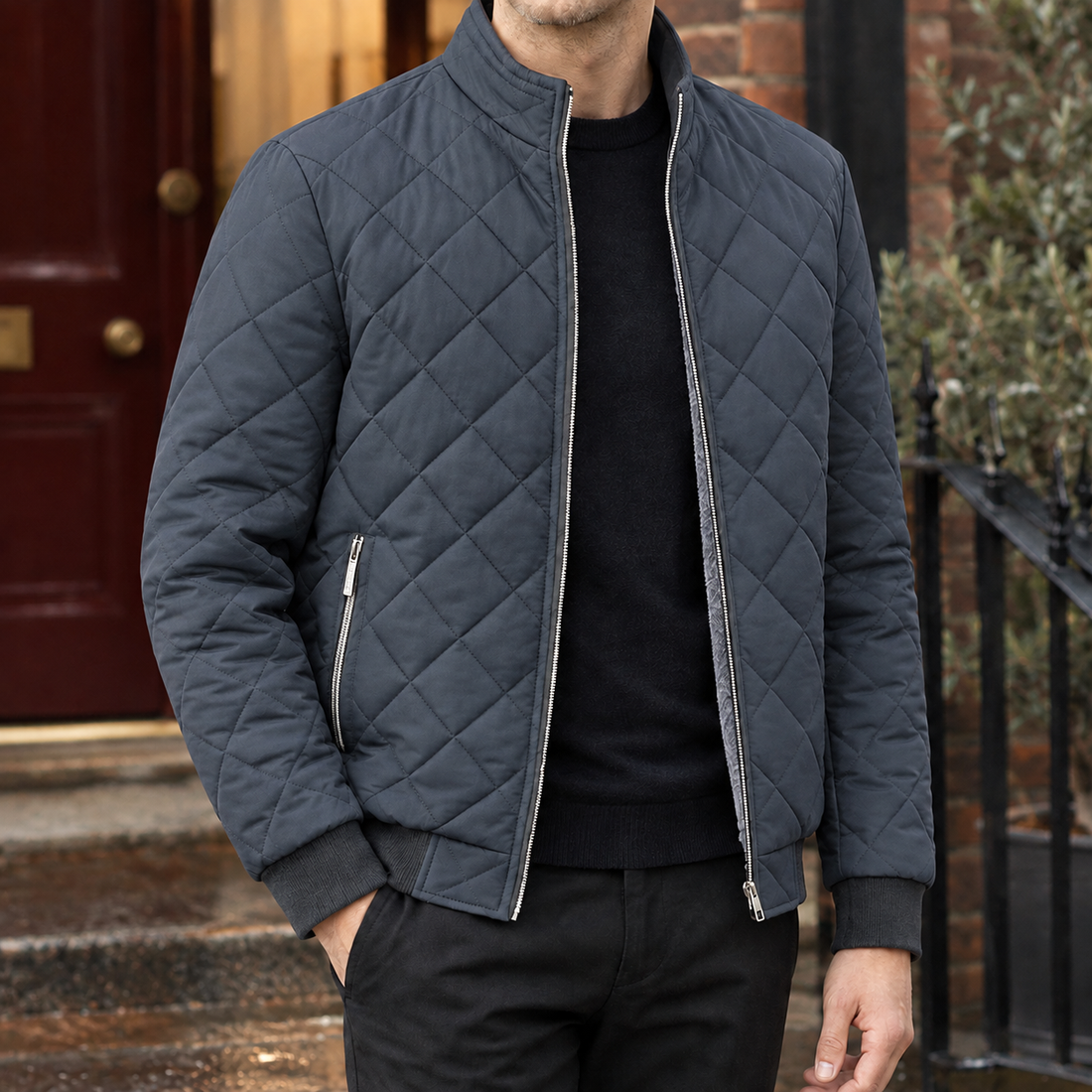 Theodore-Stone Quilted Jacket - Gray