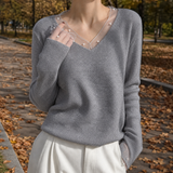Sarah-Rae V-Neck Sweater - Gray