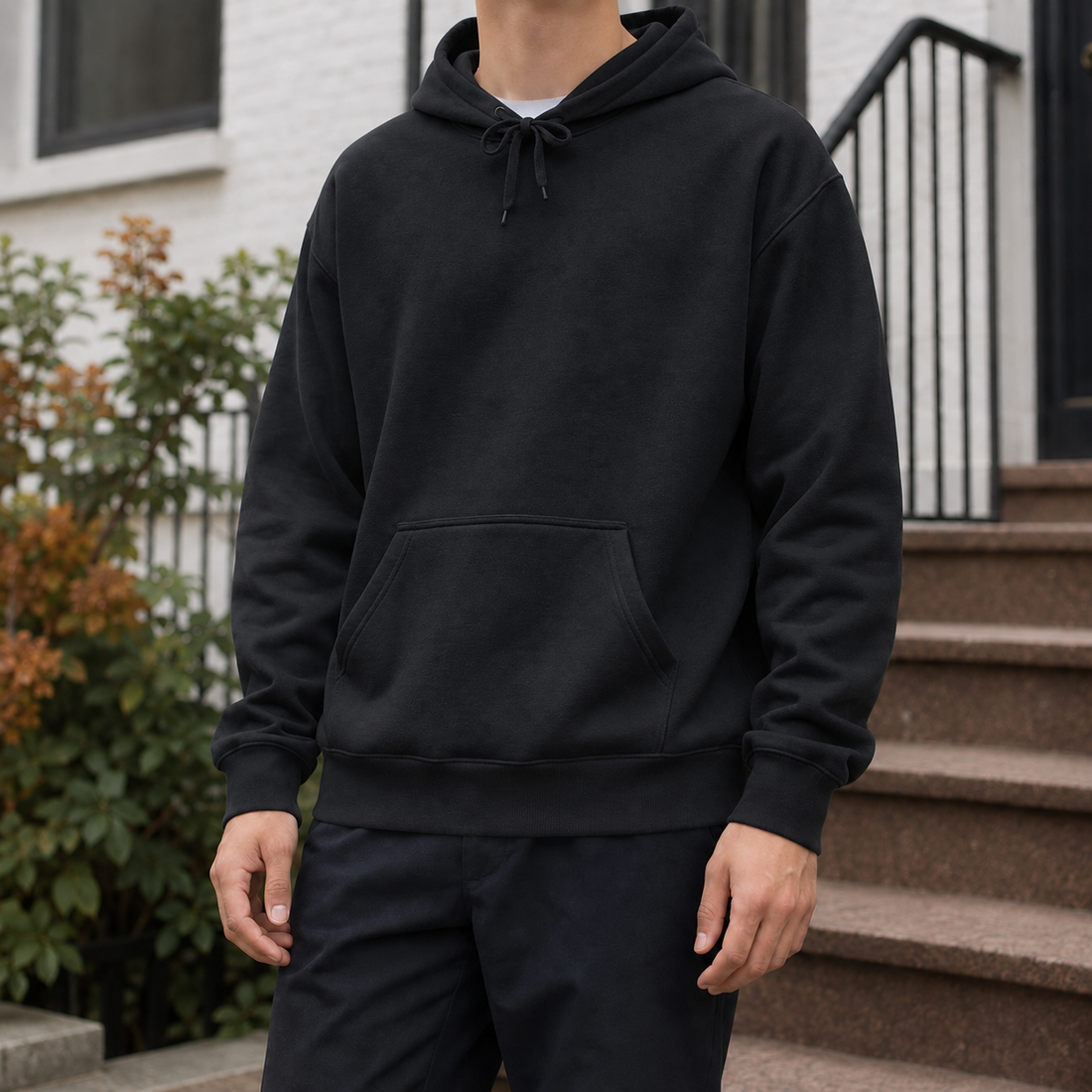 Oswin Drawstring Hoodie - Black