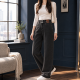 Fenna-Pearl Wide Leg Jeans - Black Gray