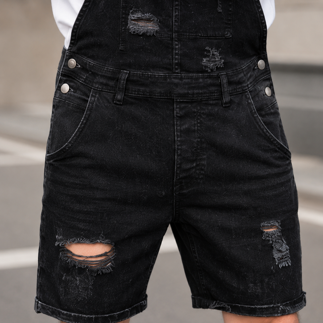 Caleb Distressed Denim Overalls - Lead Product Detail