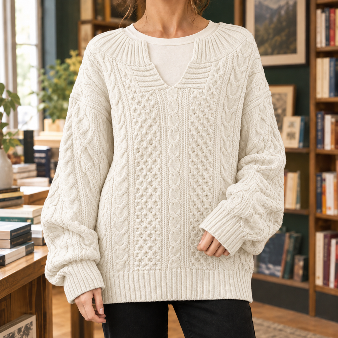 Matilda-Elise Cable Knit Sweater - As Pictured