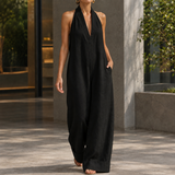 Arletta-Sage Halterneck Jumpsuit - Black
