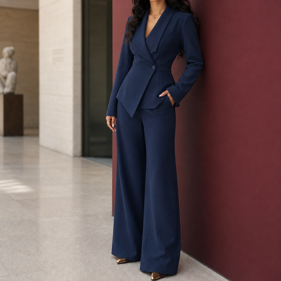 Candela Tailored Set - Navy Blue