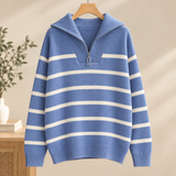 Perla-June Zip Collar Sweater - Blue