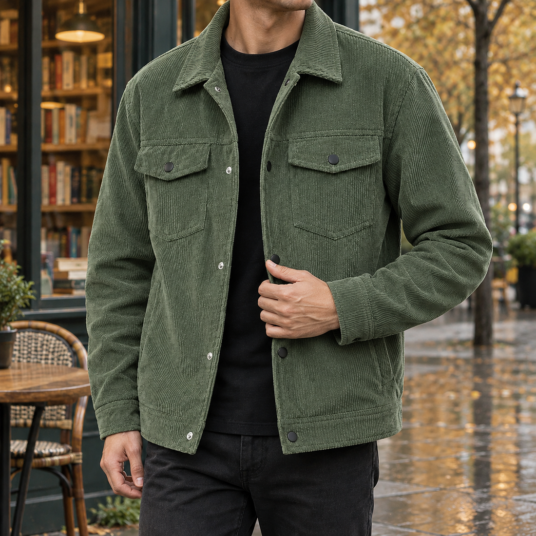 Kasimir-Cole Corduroy Jacket - Army Green