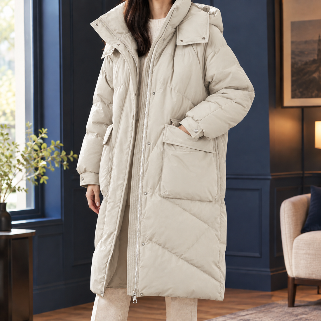 Azalea-Jane Quilted Jacket - Beige