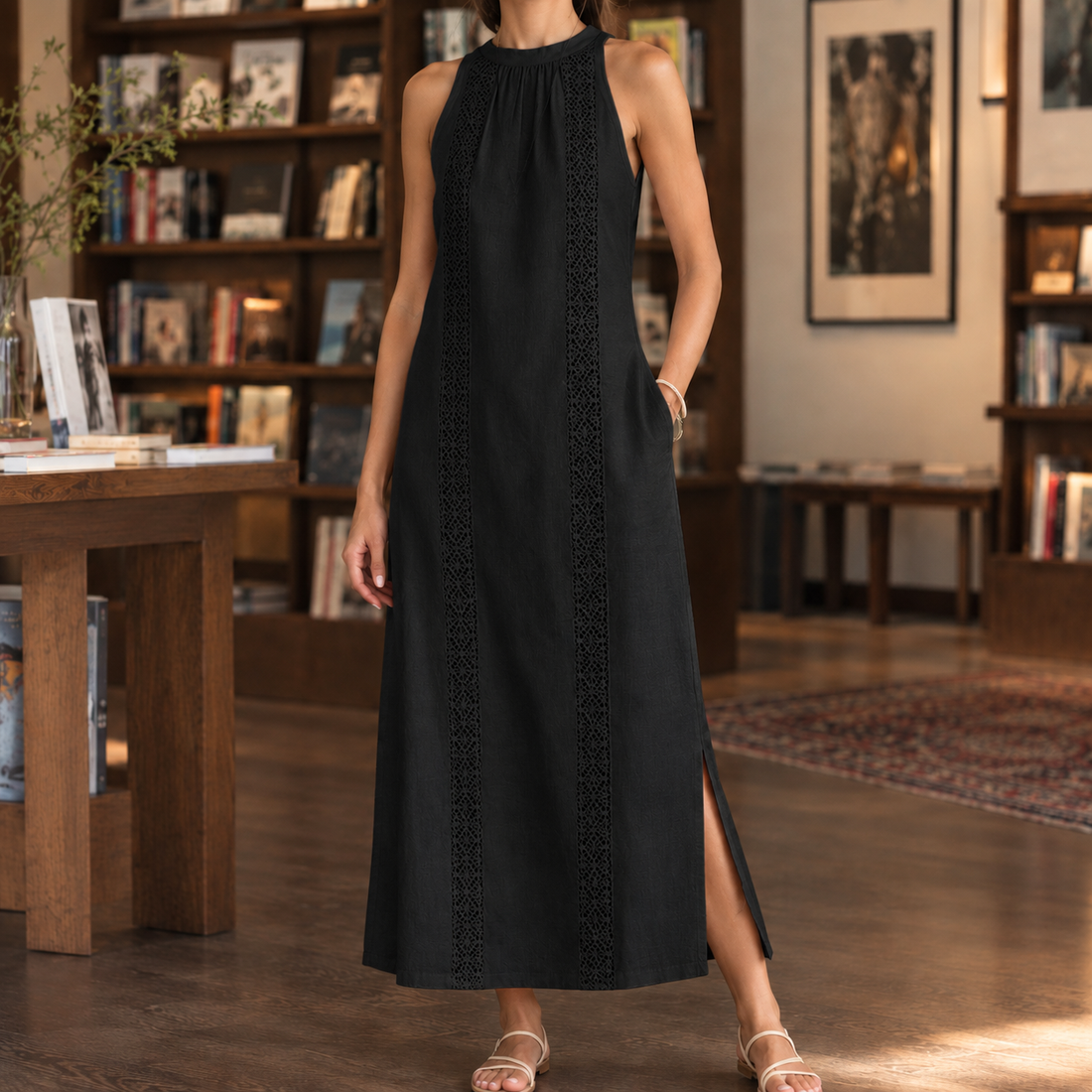 Vera-Kate Lace Panel Dress - Black