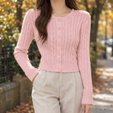 Christabel-Mae Cable Knit Cardigan - Pink