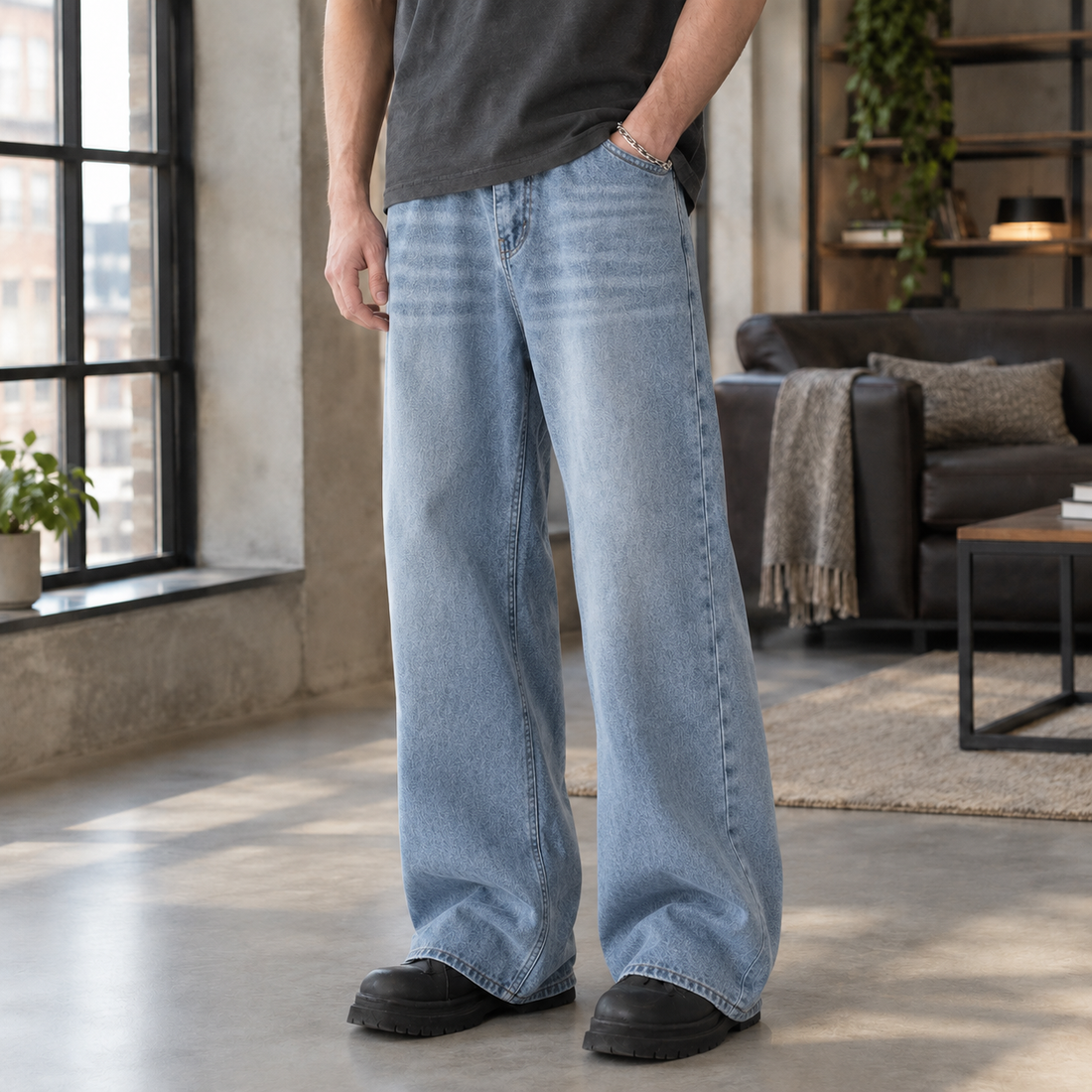 Jamie-Reid Wide Leg Jeans - Light Blue