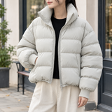 Meredith-Marie Quilted Puffer Jacket - Light Gray
