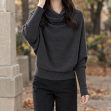 Solange-Grace Cowl Neck Sweater - Dark Gray