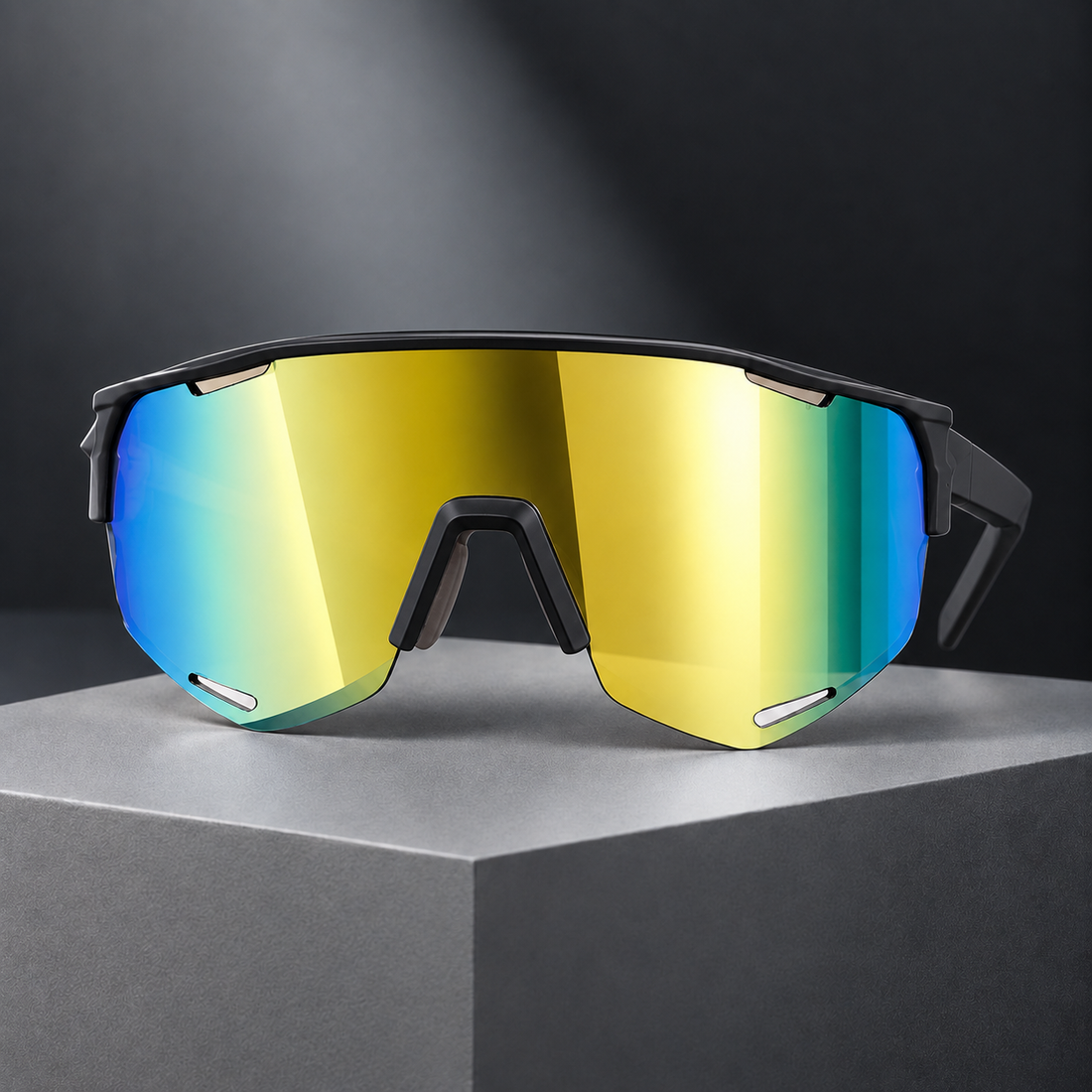 Edric Shield Sunglasses - Black Frame Golden Yellow