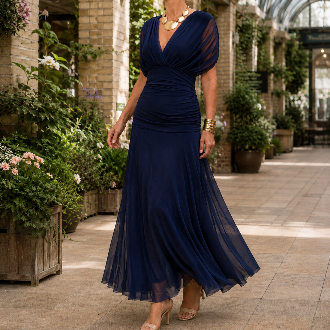 Vera-Rae Draped Maxi Dress - Dark Blue