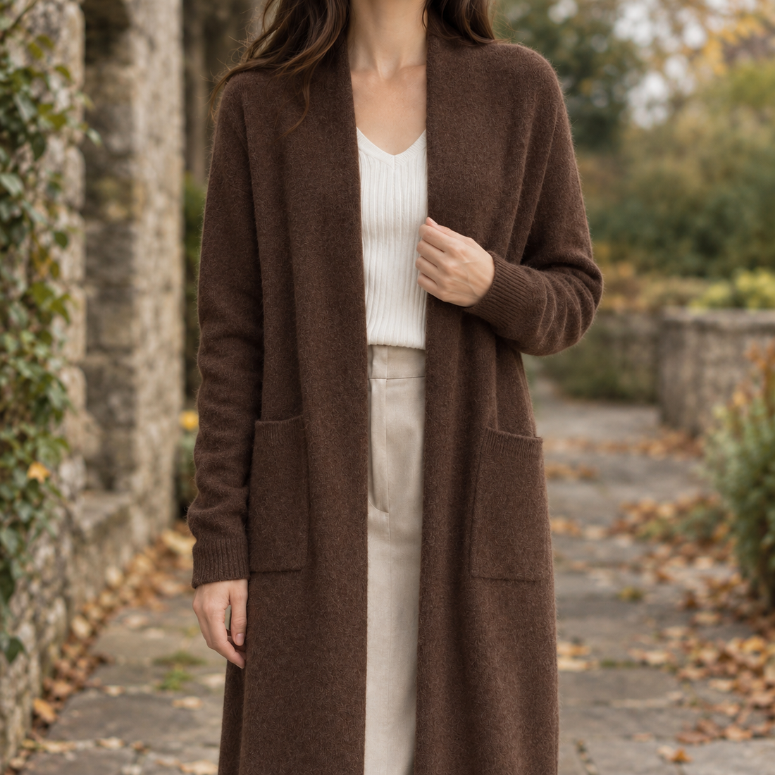 Brigitta-Eve Longline Cardigan - Coffee