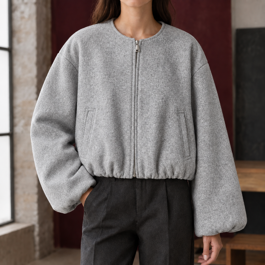 Savannah Cropped Jacket - Gray
