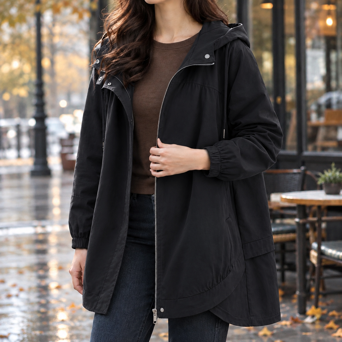 Bernadette-Jade Hooded Jacket - Black