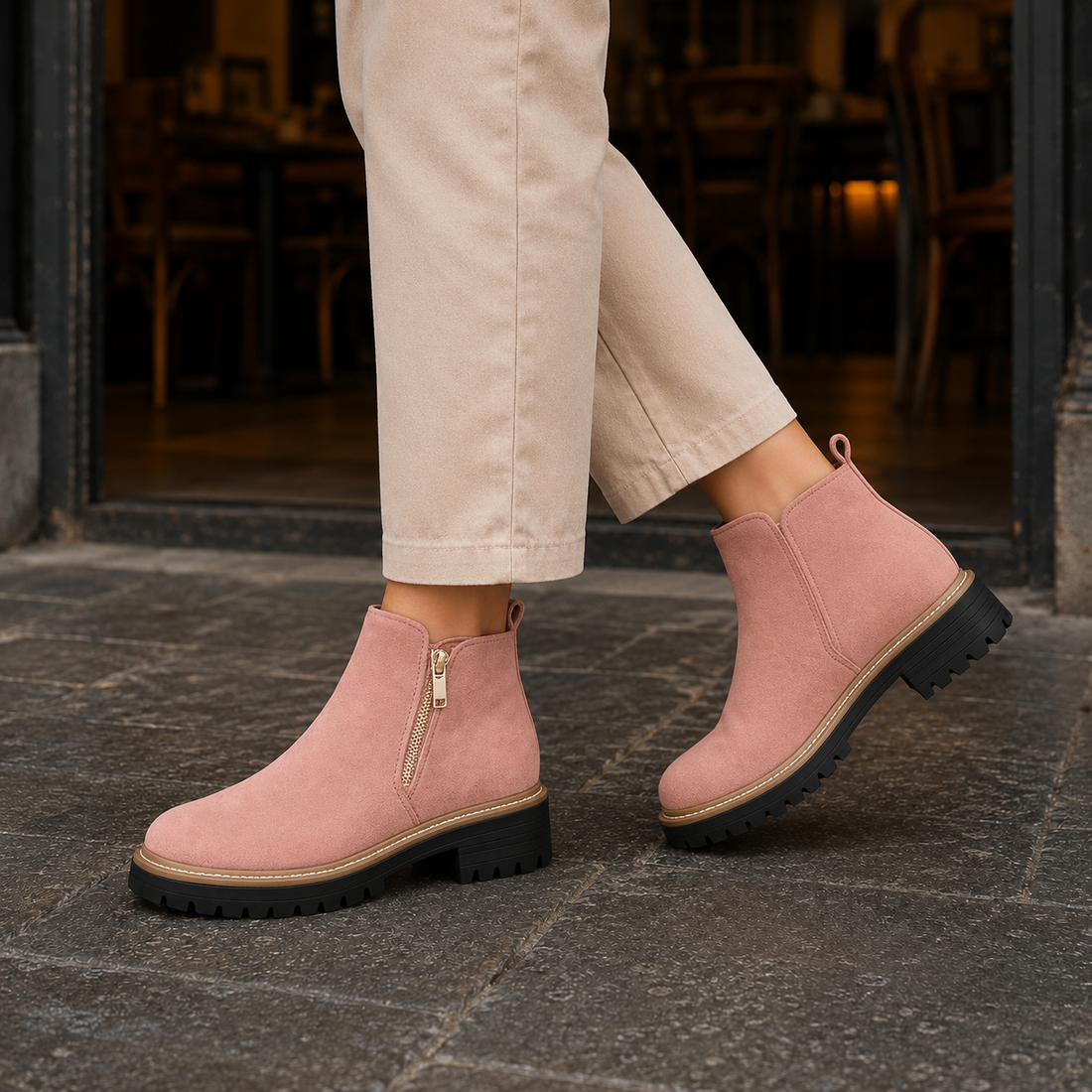 Savoia Zip Ankle Boots - Pink