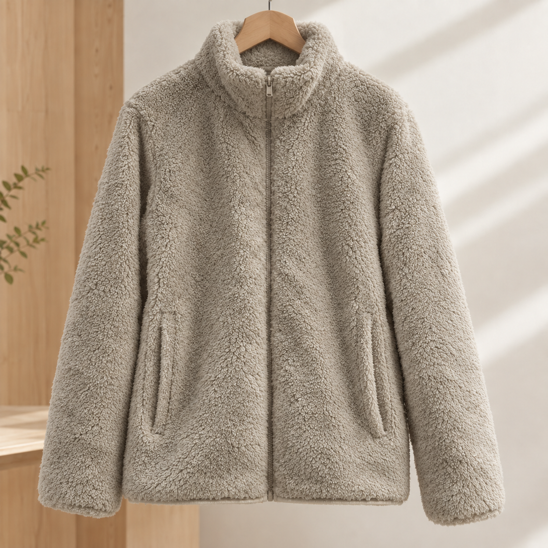Lily Plush Zip Jacket - Taupe