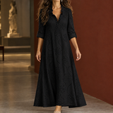 Dahlia-Sage Embroidered Dress - Black