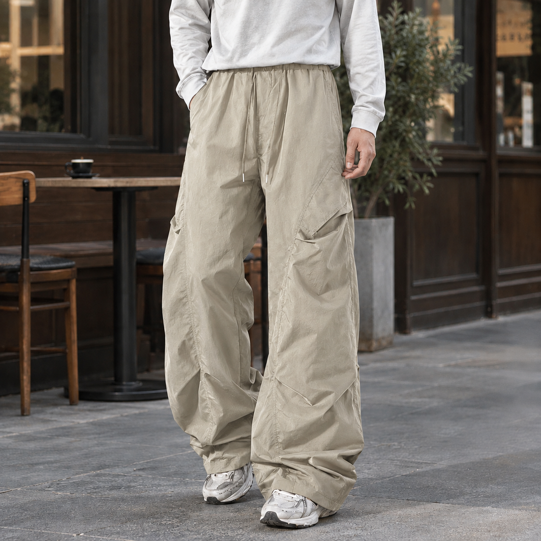 Ennis-James Wide Leg Pants - Khaki