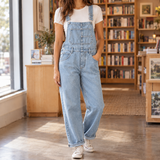 Keira-Rose Washed Denim Overalls - Light Blue