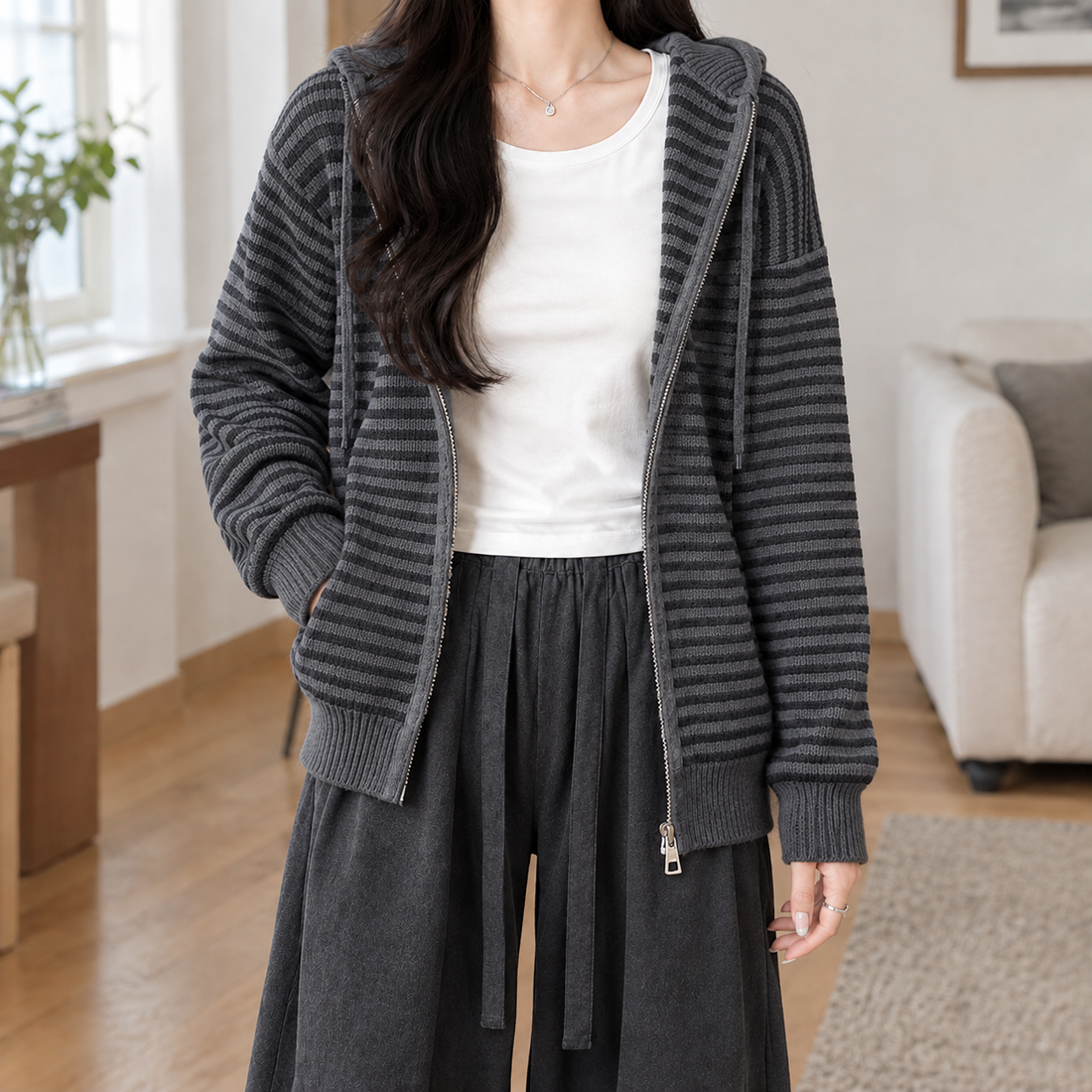 Berenice-Marie Balloon Cardigan - Dark Gray