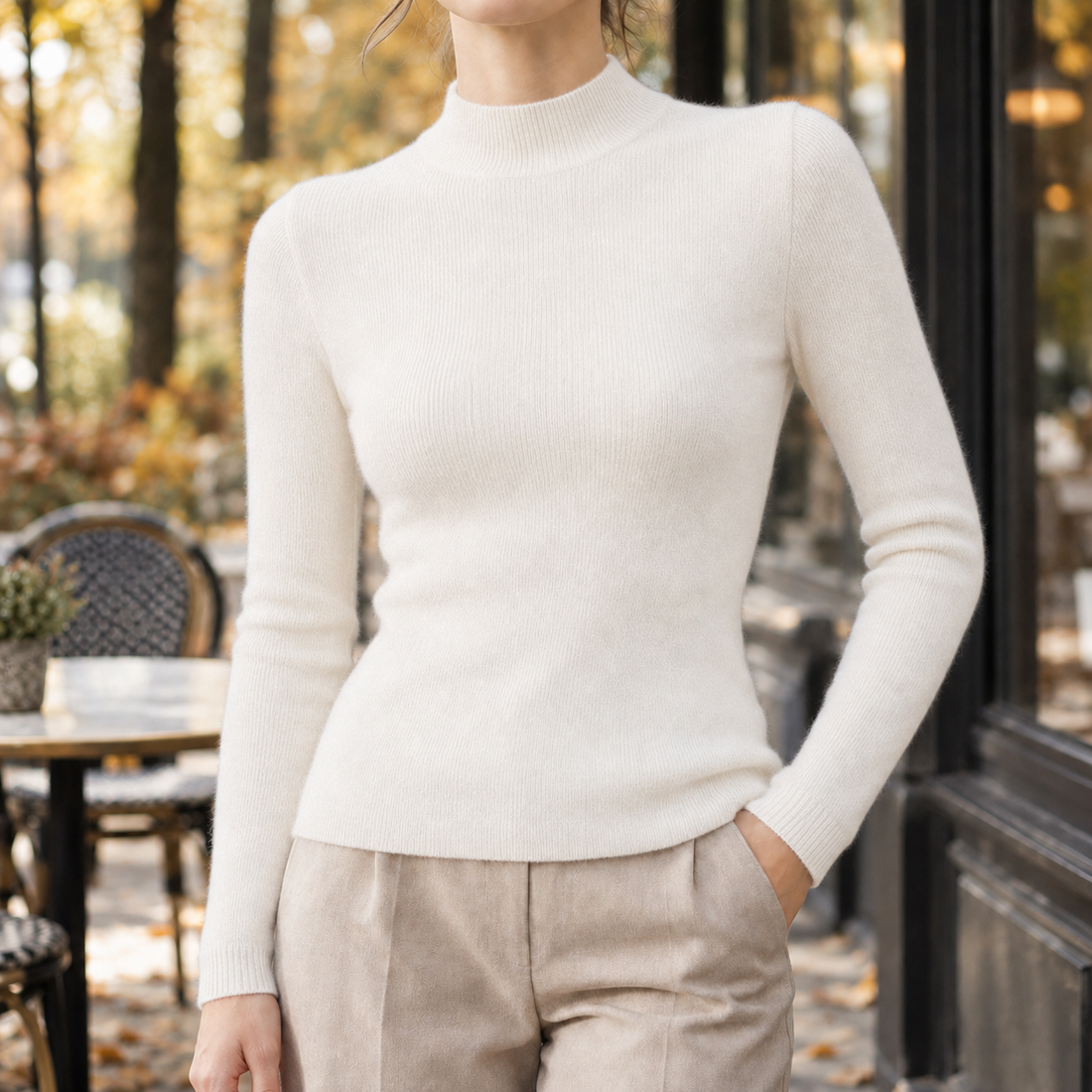 Modesty-Jade Cashmere Sweater - White