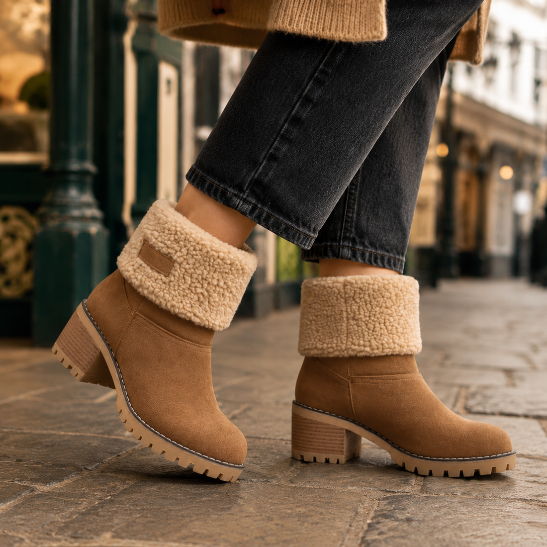 Bologna Fleece Cuff Boots - Brown