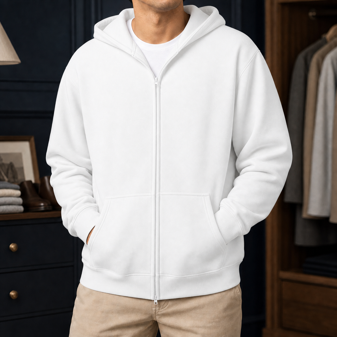 Ludovic Zip Hoodie - White