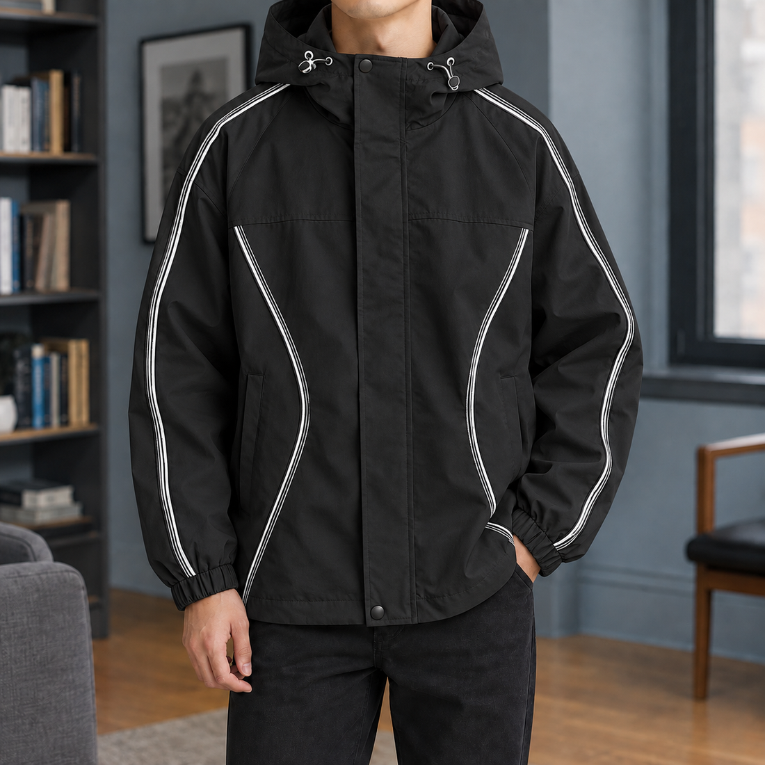 Sterling-West Piped Jacket - Black